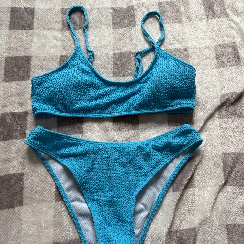 SHEIN Blue Textured Bikini Set